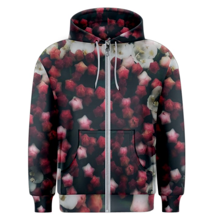 Floral Stars -Dark Red Men s Zipper Hoodie