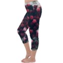 Floral Stars -Dark Red Capri Winter Leggings  View2