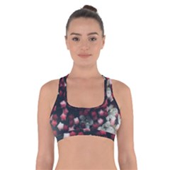 Floral Stars -dark Red Cross Back Sports Bra by okhismakingart