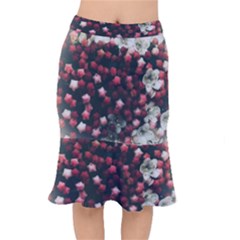 Floral Stars -dark Red Mermaid Skirt by okhismakingart