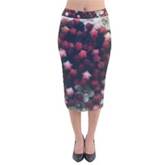 Floral Stars -dark Red Velvet Midi Pencil Skirt by okhismakingart