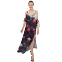 Floral Stars -Dark Red Maxi Chiffon Cover Up Dress View1