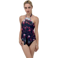 Floral Stars -dark Red Go With The Flow One Piece Swimsuit by okhismakingart