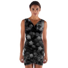 Floral Stars -black And White Wrap Front Bodycon Dress by okhismakingart