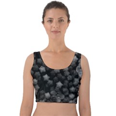 Floral Stars -black And White Velvet Crop Top by okhismakingart