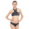 Floral Stars -Black and White High Neck Bikini Set View1