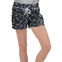 Floral Stars -Black and White Women s Velour Lounge Shorts View1