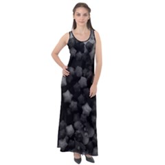 Floral Stars -black And White Sleeveless Velour Maxi Dress by okhismakingart