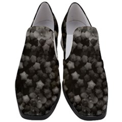 Floral Stars -black And White Slip On Heel Loafers by okhismakingart