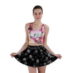 Floral Stars -black And White, High Contrast Mini Skirt by okhismakingart