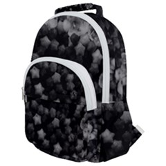 Floral Stars -black And White, High Contrast Rounded Multi Pocket Backpack