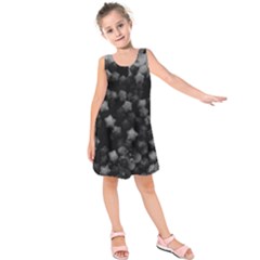 Floral Stars -black And White, High Contrast Kids  Sleeveless Dress by okhismakingart