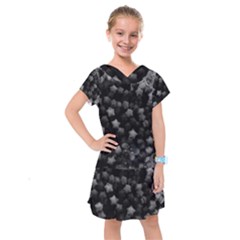 Floral Stars -black And White, High Contrast Kids  Drop Waist Dress by okhismakingart