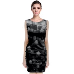 Floral Stars -black And White, High Contrast Sleeveless Velvet Midi Dress by okhismakingart