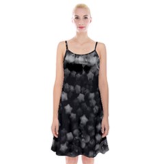 Floral Stars -black And White, High Contrast Spaghetti Strap Velvet Dress by okhismakingart