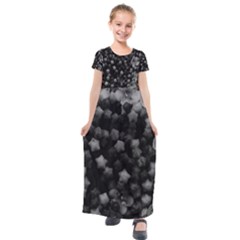 Floral Stars -black And White, High Contrast Kids  Short Sleeve Maxi Dress by okhismakingart