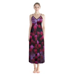 Floral Stars -purple Button Up Chiffon Maxi Dress by okhismakingart