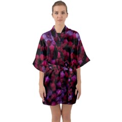 Floral Stars -purple Quarter Sleeve Kimono Robe by okhismakingart