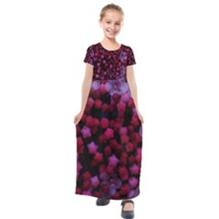 Floral Stars -purple Kids  Short Sleeve Maxi Dress by okhismakingart