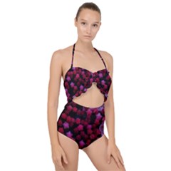 Floral Stars -purple Scallop Top Cut Out Swimsuit by okhismakingart