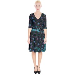 Floral Stars -blue Wrap Up Cocktail Dress by okhismakingart