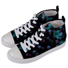 Floral Stars -blue Women s Mid-top Canvas Sneakers by okhismakingart