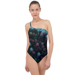 Floral Stars -blue Classic One Shoulder Swimsuit by okhismakingart