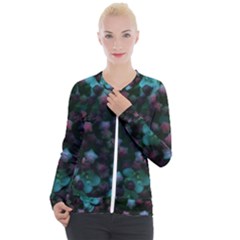 Floral Stars -blue Casual Zip Up Jacket by okhismakingart