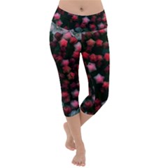 Floral Stars -bright Lightweight Velour Capri Yoga Leggings by okhismakingart