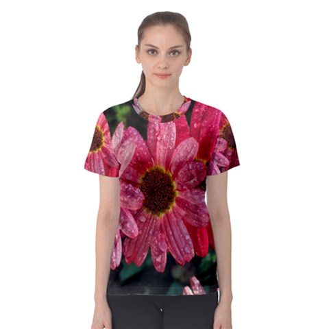 Three Dripping Flowers Women s Sport Mesh Tee by okhismakingart