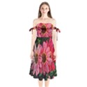 Three Dripping Flowers Shoulder Tie Bardot Midi Dress View1