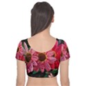 Three Dripping Flowers Velvet Short Sleeve Crop Top  View2