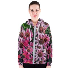 Pink Asters Women s Zipper Hoodie by okhismakingart