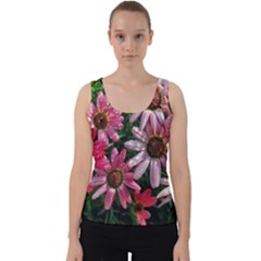 Pink Asters Velvet Tank Top by okhismakingart