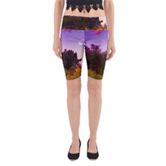 Purple Afternoon Yoga Cropped Leggings by okhismakingart