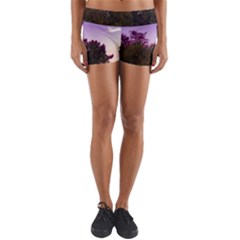 Purple Afternoon Yoga Shorts by okhismakingart