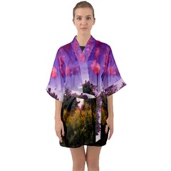 Purple Afternoon Quarter Sleeve Kimono Robe by okhismakingart