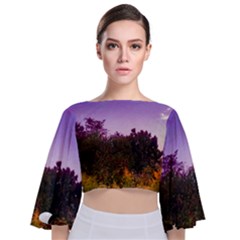 Purple Afternoon Tie Back Butterfly Sleeve Chiffon Top by okhismakingart