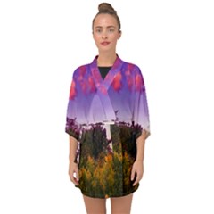 Purple Afternoon Half Sleeve Chiffon Kimono by okhismakingart