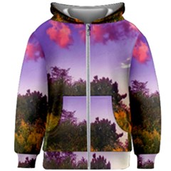 Purple Afternoon Kids  Zipper Hoodie Without Drawstring by okhismakingart