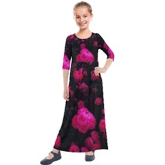 Bunches Of Roses Kids  Quarter Sleeve Maxi Dress by okhismakingart