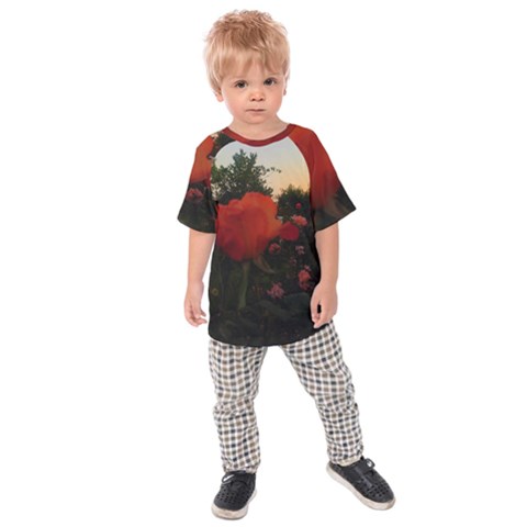 Rose Landscape Kids  Raglan Tee by okhismakingart