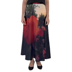 Rose Landscape Flared Maxi Skirt by okhismakingart