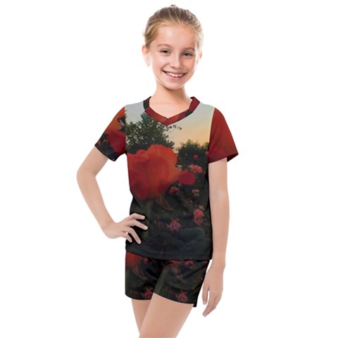 Rose Landscape Kids  Mesh Tee And Shorts Set by okhismakingart