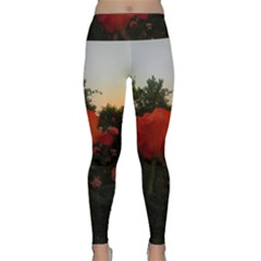 Rose Landscape Lightweight Velour Classic Yoga Leggings by okhismakingart