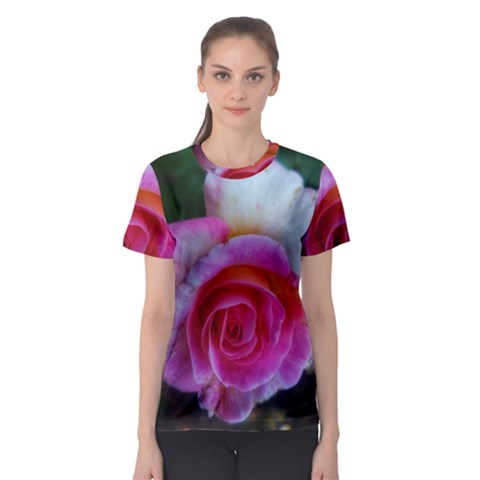 Spiral Rose Women s Sport Mesh Tee by okhismakingart