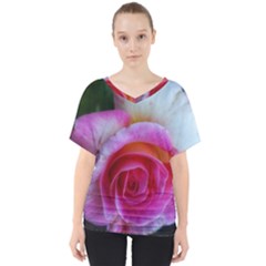 Spiral Rose V-neck Dolman Drape Top by okhismakingart