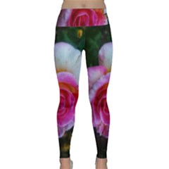 Spiral Rose Lightweight Velour Classic Yoga Leggings by okhismakingart