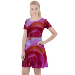 Spiral Rose Cap Sleeve Velour Dress 