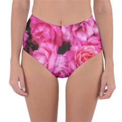 Pink Roses Reversible High-waist Bikini Bottoms by okhismakingart